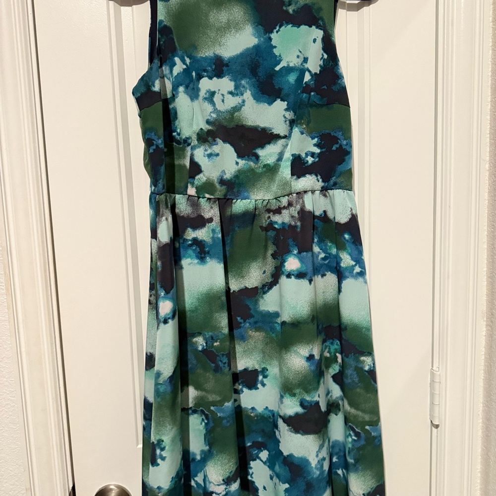 Sleeveless Green and Blue Dress